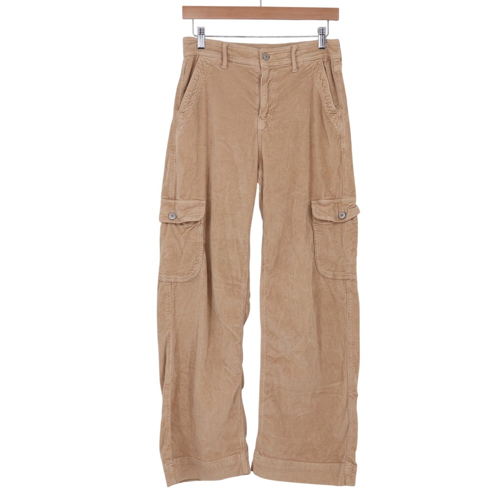 American Eagle Cargo Pants Womens 4 Super High-Rise Baggy Wide Leg Tan Good